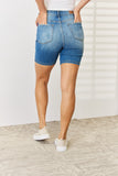 Judy Blue Full Size Tummy Control Double Button Bermuda Casual Denim Jean Shorts - Rosa Apparel