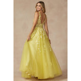 Juliet 224 Floral Appliques Prom Ballgown - Rosa Apparel