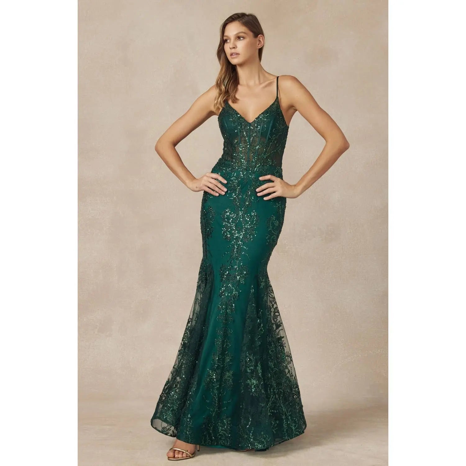 Juliet 274 Embroidered Sequins Mermaid Evening Prom Gown - Rosa Apparel