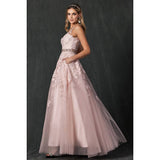 Juliet 224 Floral Appliques Prom Ballgown - Rosa Apparel