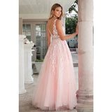 Juliet 224 Floral Appliques Prom Ballgown - Rosa Apparel