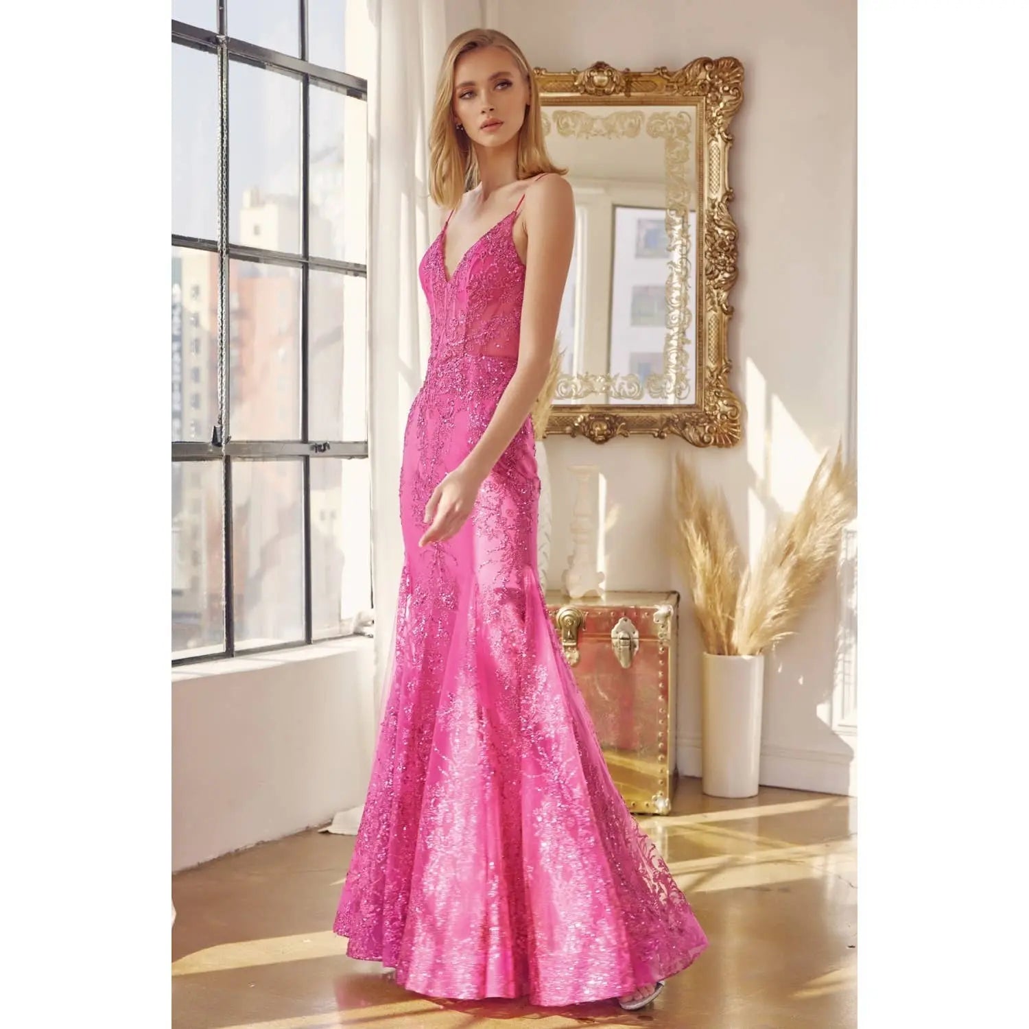 Juliet 274 Embroidered Sequins Mermaid Evening Dress - Rosa Apparel