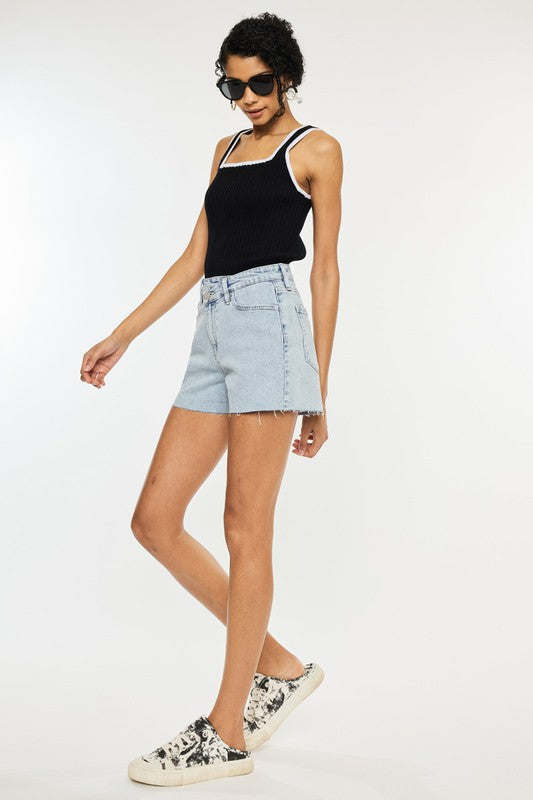 Kan Kan USA Casual High Rise Crossover WB Light Washed Shorts - Rosa Apparel