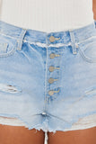 Kancan Distressed Button Fly Denim Shorts - Rosa Apparel