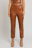 LE LIS Chic Faux Leather Ankle Length Straight Leg Fitted Pants - Rosa Apparel