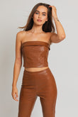 LE LIS Chic Faux Leather Fitted Sleeveless Corset Tube Top - Rosa Apparel