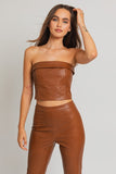 LE LIS Chic Faux Leather Fitted Sleeveless Corset Tube Top - Rosa Apparel