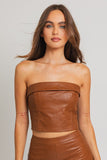 LE LIS Chic Faux Leather Fitted Sleeveless Corset Tube Top - Rosa Apparel