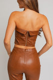 LE LIS Chic Faux Leather Fitted Sleeveless Corset Tube Top - Rosa Apparel