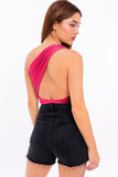 LE LIS Chic One Shoulder Fitted Sleeveless Bodysuit - Rosa Apparel