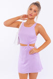 LE LIS Chic Sleeveless Tie Knot Round Neck Cut Out Mini Dress - Rosa Apparel