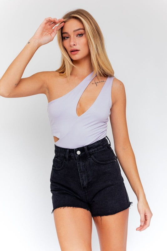 LE LIS Cut-Out One-Shoulder Tank Bodysuit - Rosa Apparel