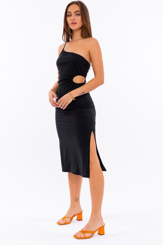 LE LIS Elegant and Sexy Summer Casual One Shoulder Midi Dress - Rosa Apparel