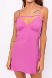 LE LIS Formal Strap Detail V-Neck Sleeveless Mini Dress - Rosa Apparel