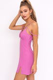 LE LIS Formal Strap Detail V-Neck Sleeveless Mini Dress - Rosa Apparel