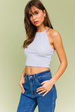 LE LIS Halter Crop Top  With a Cut-out Back and a Back Bow Tie Detail - Rosa Apparel