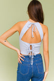 LE LIS Halter Crop Top  With a Cut-out Back and a Back Bow Tie Detail - Rosa Apparel