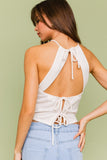 LE LIS Halter Crop Top  With a Cut-out Back and a Back Bow Tie Detail - Rosa Apparel