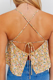 LE LIS Open Back Straight Neck Sleeveless Floral Criss-Cross Ties Cami Top - Rosa Apparel