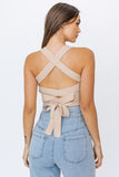 LE LIS Ribbed Knit Cut-Out Back With Tie Detail Square Neck Cami - Rosa Apparel