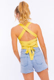 LE LIS Ribbed Knit Cut-Out Back With Tie Detail Square Neck Cami - Rosa Apparel