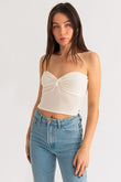 LE LIS Summer Front Twist Tube Strapless Crop Top - Rosa Apparel