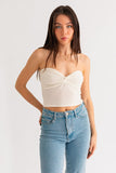 LE LIS Summer Front Twist Tube Strapless Crop Top - Rosa Apparel