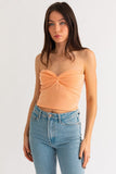 LE LIS Summer Front Twist Tube Strapless Crop Top - Rosa Apparel