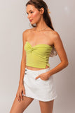 LE LIS Summer Front Twist Tube Strapless Crop Top - Rosa Apparel