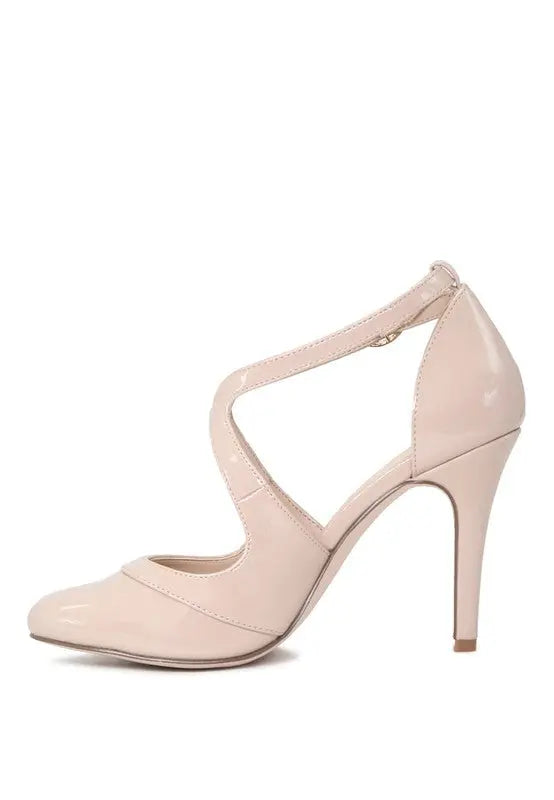 LONDON RAG CLOSE TOE CROSS STRAP HEEL SANDALS - Rosa Apparel