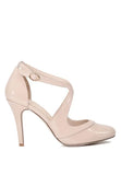 LONDON RAG CLOSE TOE CROSS STRAP HEEL SANDALS - Rosa Apparel