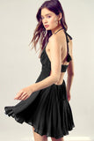 Lace Trim with Back Drawstring Dress - Rosa Apparel