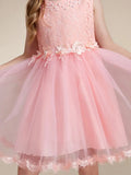 Lace Tulle Flower Girl Dresses with Bow Back Detail - Rosa Apparel