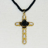 Layered Black Rose Cross Necklace - Rosa Apparel