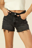 Lilou Distressed No Stretch Black Denim Shorts - Rosa Apparel