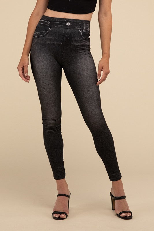 Lilou High-Rise Waist Stretchy Fit Denim Leggings - Rosa Apparel