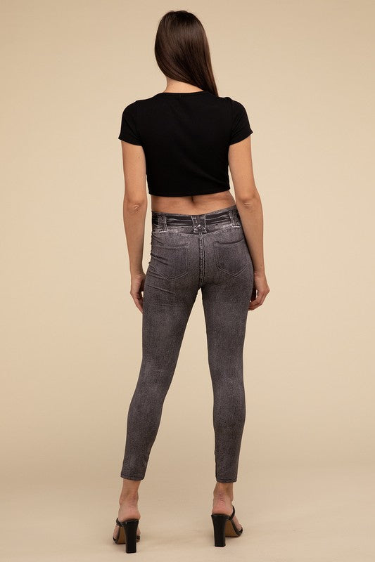 Lilou High-Rise Waist Stretchy Fit Denim Leggings - Rosa Apparel