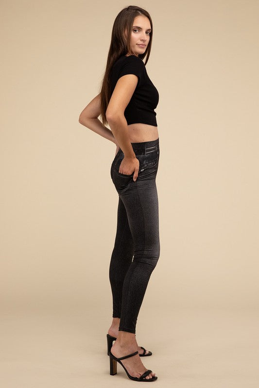 Lilou High-Rise Waist Stretchy Fit Denim Leggings - Rosa Apparel