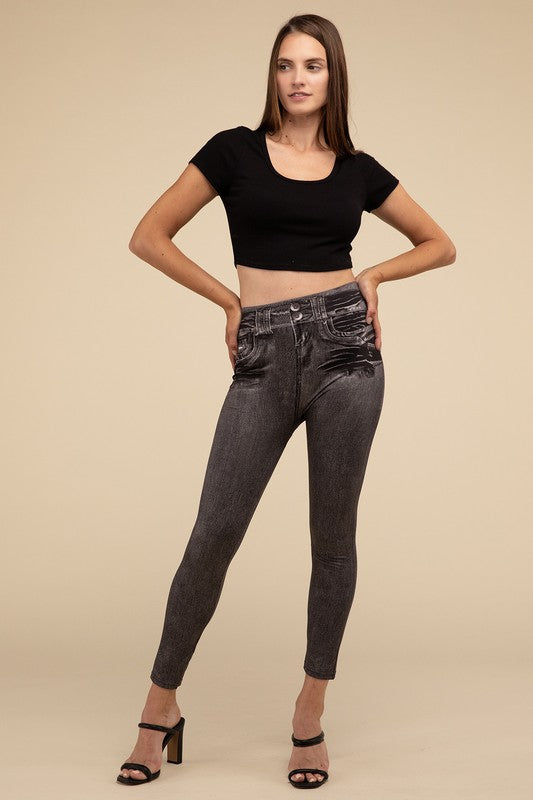 Lilou High-Rise Waist Stretchy Fit Denim Leggings - Rosa Apparel