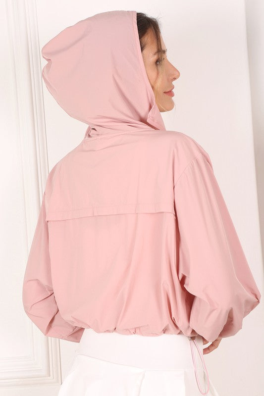 Lilou Long Sleeves Front Zipper Windbreaker With Hood - Rosa Apparel