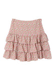 Lilou Tierd Floral Shirred Waist Layered Ruffle Hem Skirt - Rosa Apparel