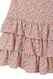 Lilou Tierd Floral Shirred Waist Layered Ruffle Hem Skirt - Rosa Apparel