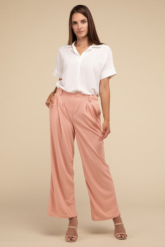 Lilou Waffle Trouser Knit Fabric Formal Pants - Rosa Apparel