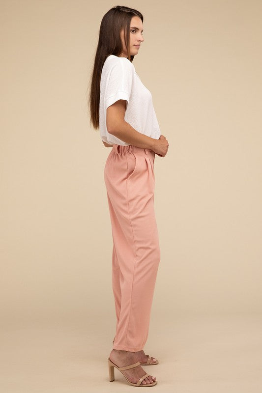 Lilou Waffle Trouser Knit Fabric Formal Pants - Rosa Apparel