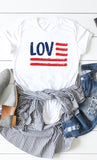 Love American Flag Graphic 4th of July Tee - Rosa Apparel