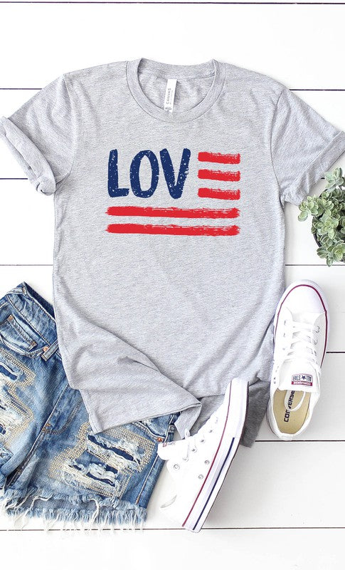 Love American Flag Graphic 4th of July Tee - Rosa Apparel