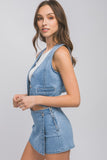 Love Tree Denim Buttoned Vest Top - Rosa Apparel