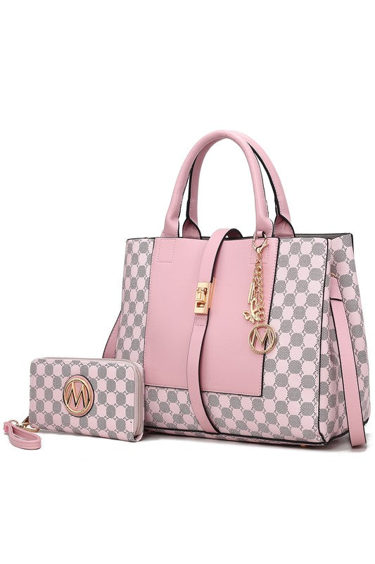 MKF Elegant Yuliana Circular Print Satchel Bag with Wallet - Rosa Apparel