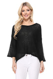 Mak Open Back Sheer Batwing Sleeve Stretch Knit Top - Rosa Apparel