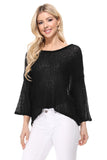 Mak Open Back Sheer Batwing Sleeve Stretch Knit Top - Rosa Apparel